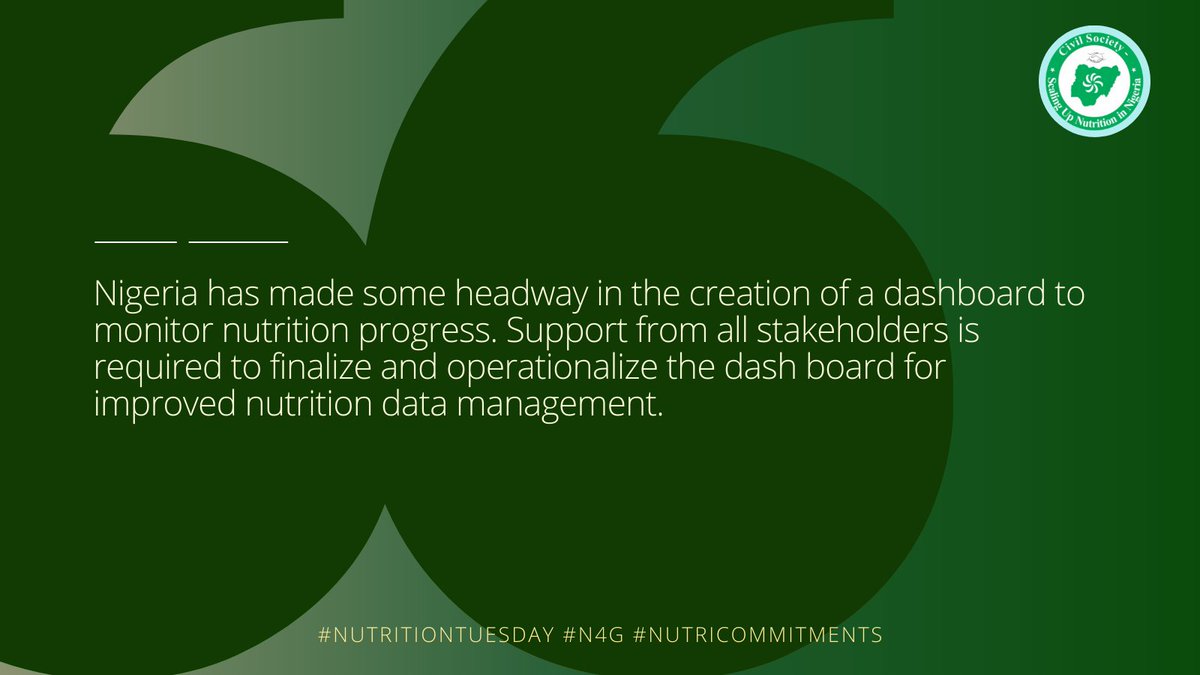 <a href="/ProfOsinbajo/">Prof. Yemi Osinbajo</a>  <a href="/NigeriaGov/">Government of Nigeria</a> do you know that <a href="/NigeriaGov/">Government of Nigeria</a> has made some progress through the support of the <a href="/WorldBank/">World Bank</a> to the <a href="/FinMinNigeria/">Federal Ministry of Finance</a> towards the creation a dashboard to monitor nutrition progress; one of the commitments made at the 2023 #N4G summit?