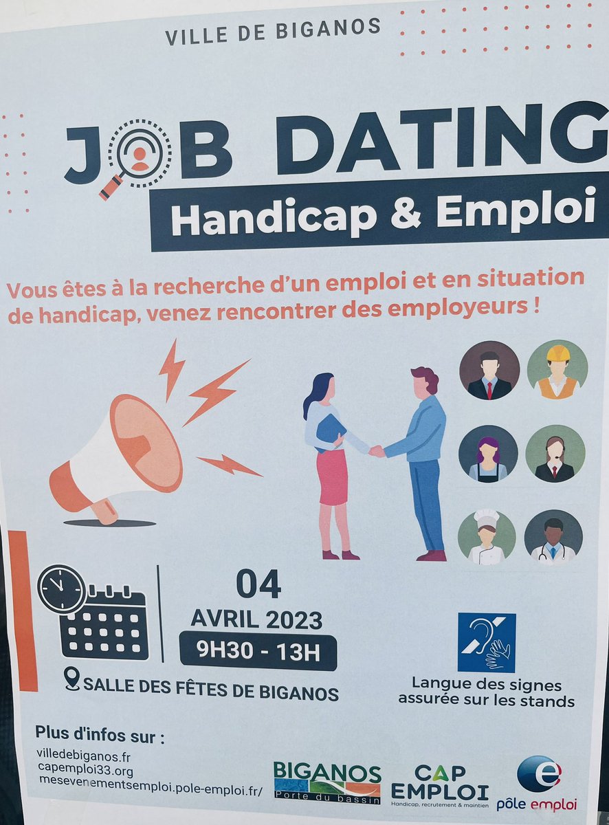 NathaliePrades's tweet photo. 🔝En direct du Job Dating « Handicap et Emploi »‼️

➕de 100 visiteurs ‼️

Un partenariat de qualité avec la ville de #Biganos et tous les acteurs de l’emploi @Capemploi_ 🔝

🙏 MERCI aux équipes du @poleemploi de La Teste pour leur action ‼️

#onestlàpourvous https://t.co/Tv8M18irv9