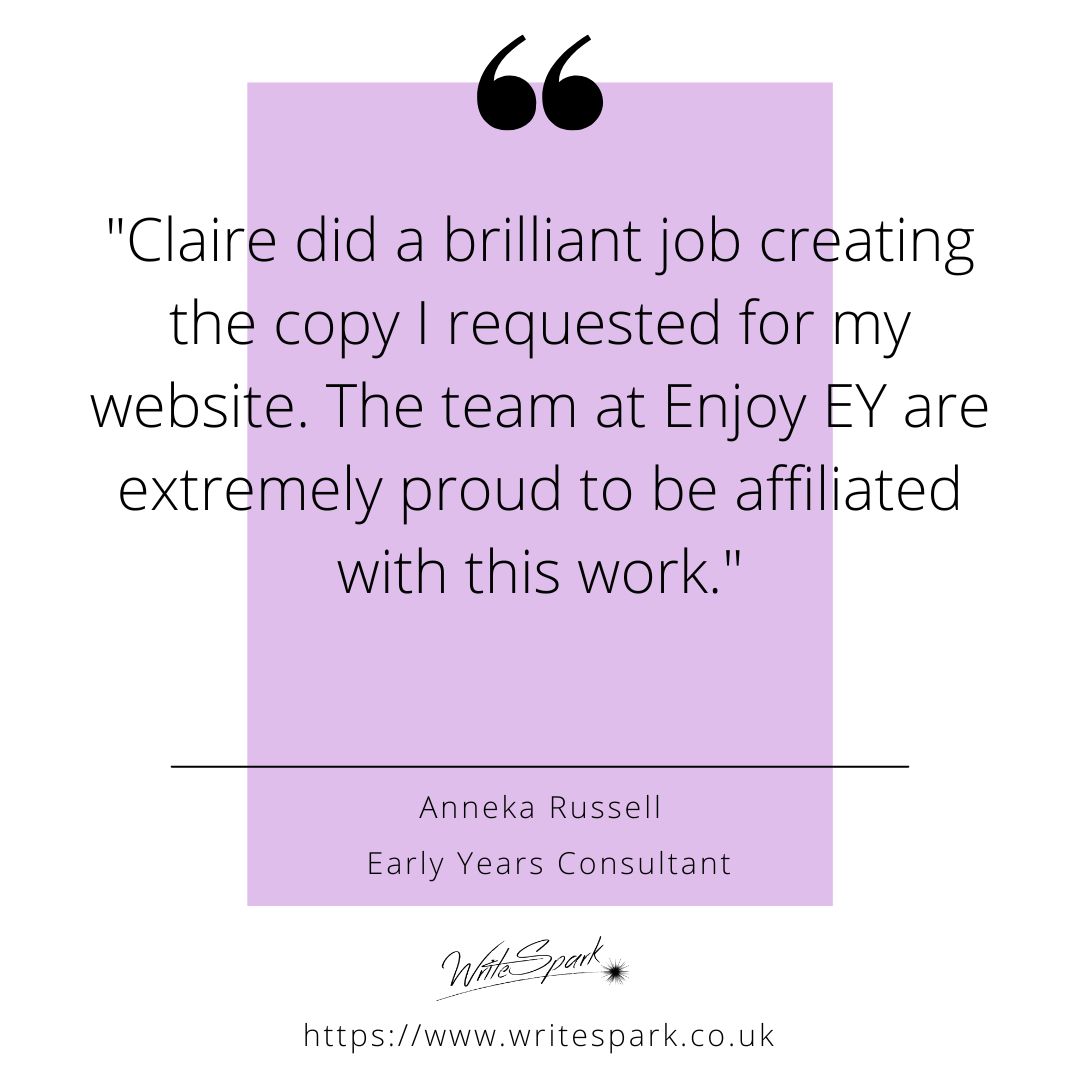 write_spark's tweet image. Thank you to Anneka Russell for this fabulous testimonial!
If you run an education business and you need an SEO content writer, please get in touch: hello@writespark.co.uk