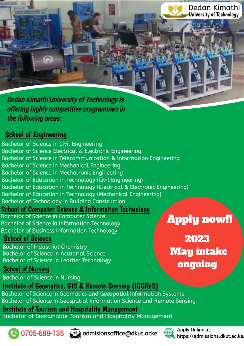 DeKUTkenya's tweet photo. May 2023 intake now ongoing https://t.co/TNVcbUgJLb