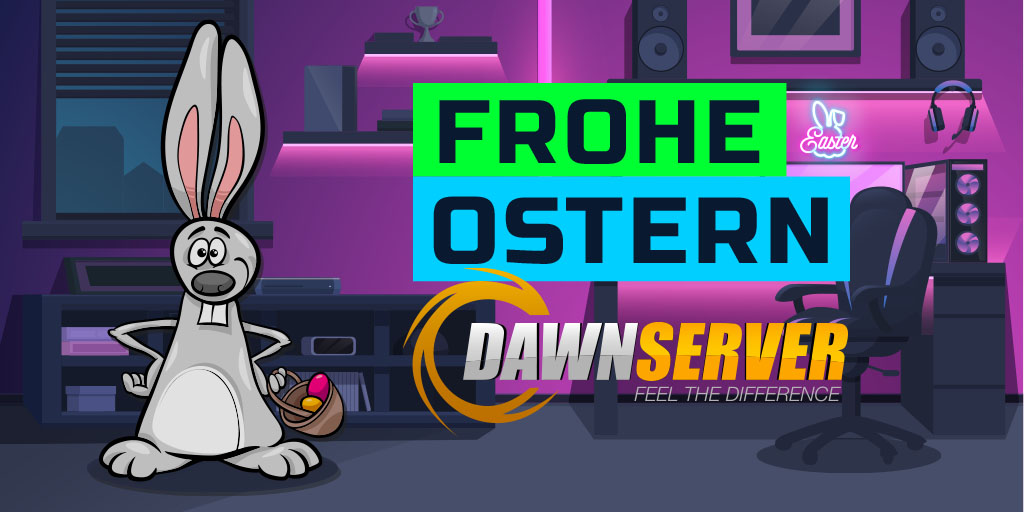 Hallo liebe Kund*innen, wir von Dawn Server wünschen dir, deiner Familie und deinen Freunden fröhliche Osterfeiertage und eine entspannte Zeit mit jeder Menge Spaß, Freude und natürlich actiongeladenen Gaming-Momenten! Frohe Ostern und lass es krachen! Dein Dawn Server-Team