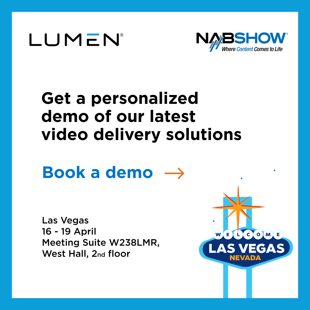 Attending #NABShow this April? Don't miss a personalized demo of our game-changing media delivery solutions. Take advantage of your presence in Las Vegas to get a free demo, you can book the slot that suits you best: bddy.me/432cjR9 
#NAB2023 #streamingmedia