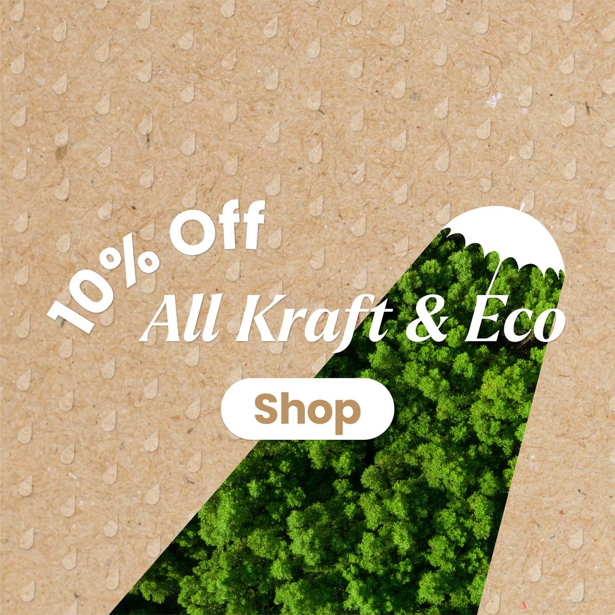 April showers bring.... well, 10% off all Kraft &amp; Eco Products. Use promo code SHOWERS23 at checkout. #packaging #promotion #ecopackaging