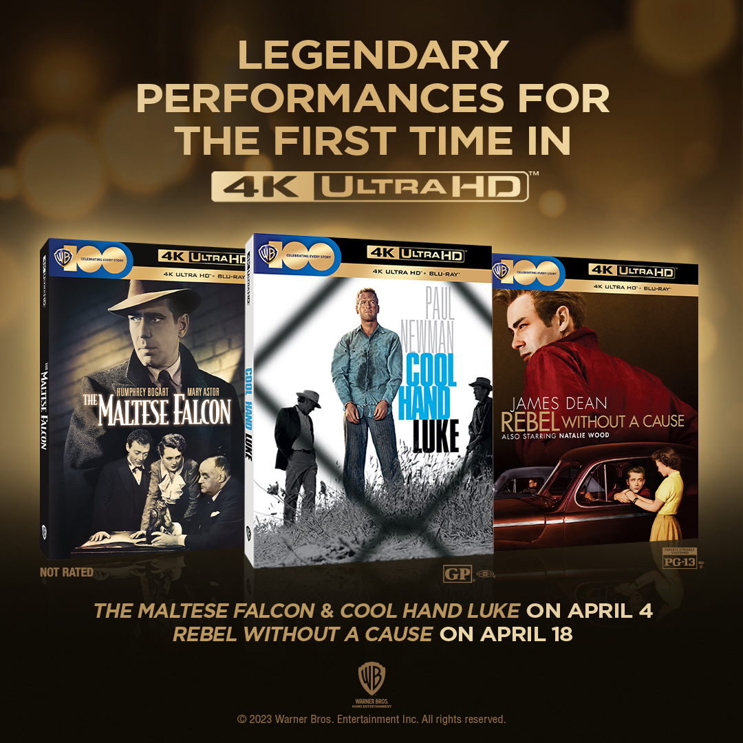WIFC's tweet image. WARNER BROTHERS CLASSICS, “THE MALTESE FALCON”, “REBEL WITHOUT A CAUSE” AND “COOL HAND LUKE” ARE NOW AVAILABLE IN CRYSTAL CLEAR 4K ULTRA HD! OWN THEM ALL ON DIGITAL NOW! TEXT TO WIN CLASSICS “THE MALTESE FALCON”, “REBEL WITHOUT A CAUSE” AND “COOL HAND LUKE” ON DIGITAL!