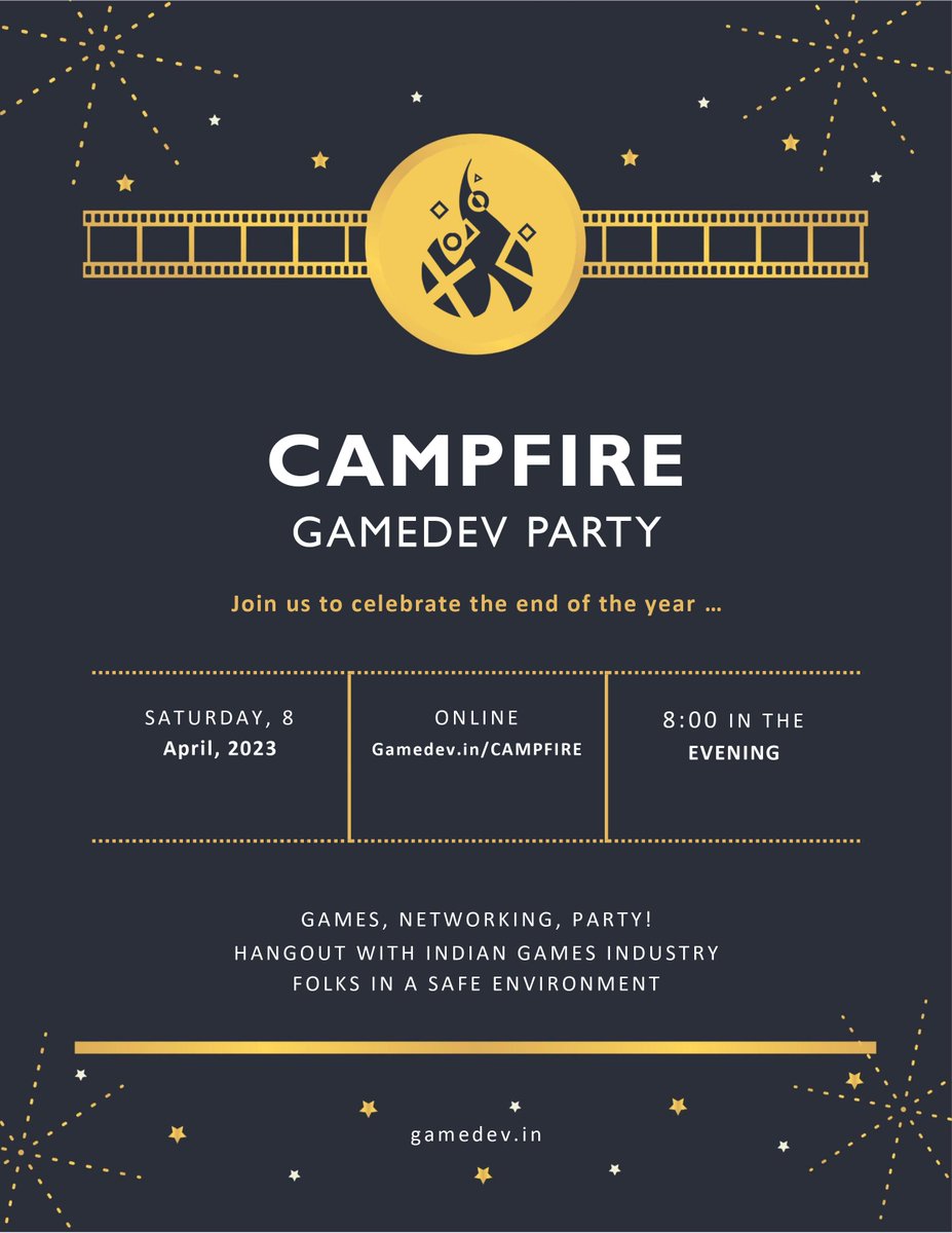 Can't believe 2023 is almost over 😧 Just kidding! 😆 But we are already into April 😬 Let's talk how your 'New' year is going on at this year's first Campfire! 🔥 Join here: gamedev.in/campfire #gamedev #gamedevmeetup #campfire