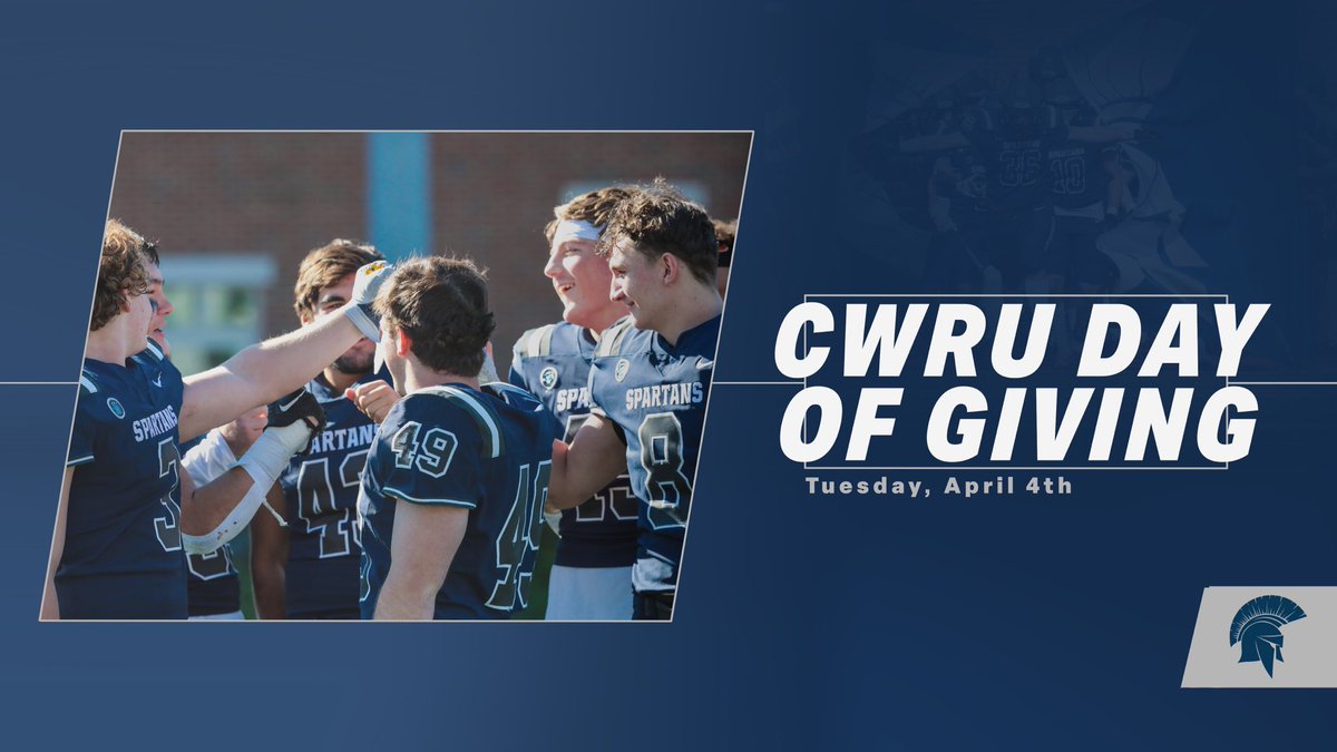 CWRUFootball's tweet photo. Today’s the day!

Help contribute to the success of our student-athletes. Your efforts will impact the experience our players have at CWRU, including specific projects such as our nutrition center. Please consider donating through the link in our bio!

#BlueCWRU #RollSpartans https://t.co/JWMWWTqPuI