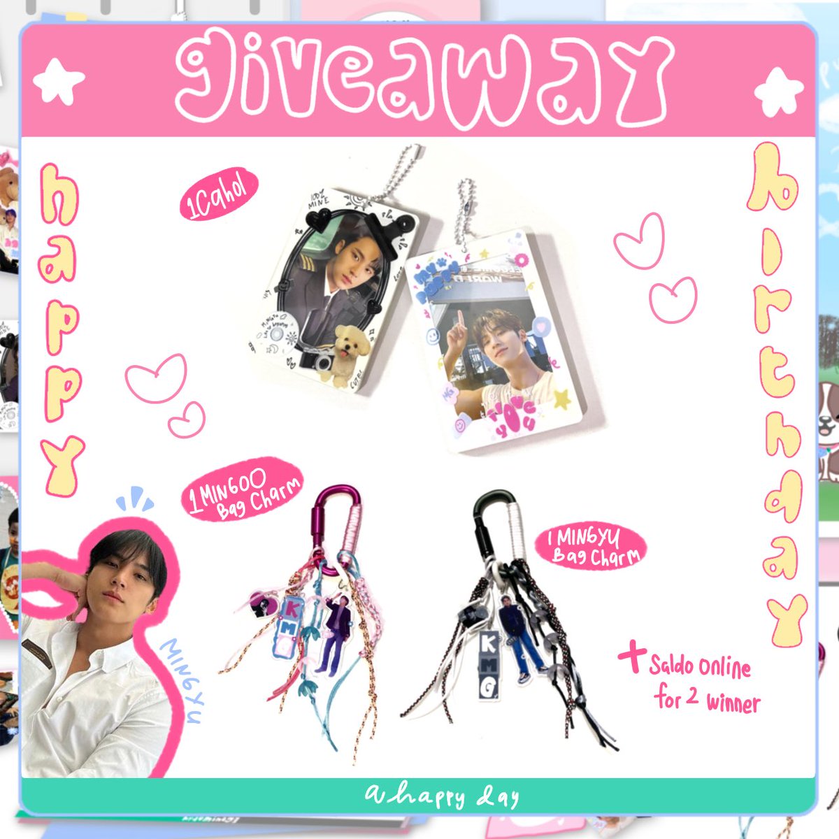 ilovesgyu's tweet photo. [ HELP RT &amp; LIKE ] 
🔔 MINGYU BDAY GIVEAWAY 💓✨

💓 prizes : 
• 1 acrylic 2 frame cahol
• 2 bag charm for 2 winner
• Saldo for 2 winner

💕 Rules :
• Rt &amp; like this tweet
• Follow https://t.co/cMhIfTL31x
• Rep dengan doa/ucapan ulang tahun untuk mingyu 💘

end : 6 april https://t.co/rvPkc9zTP6