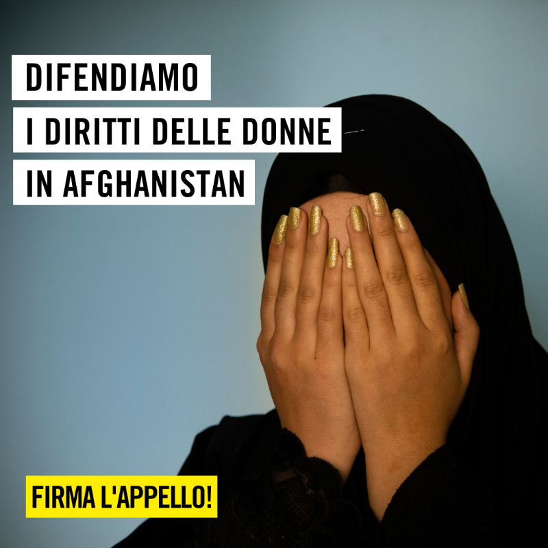 amnestyitalia's tweet photo. 🔴 In #Afghanistan, decine di donne e ragazze vengono arrestate e torturate solo perché reclamano i propri diritti. È ora di dire basta! Firma l'appello!