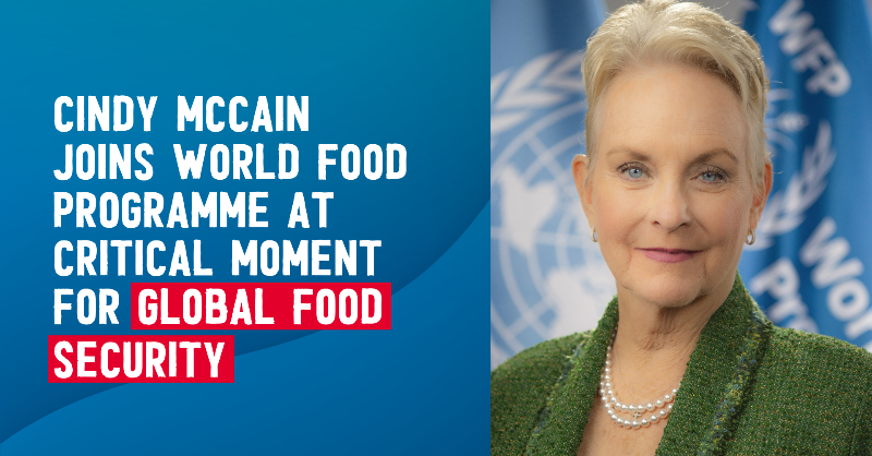 WFP's tweet photo. WFP welcomes our new @WFPChief today.

Executive Director McCain joins WFP as the world confronts an unparalleled crisis.