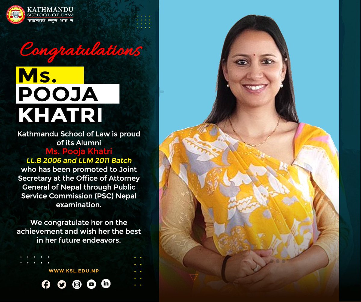 Congratulations yo our alumni Pooja Khatri for the achievement.