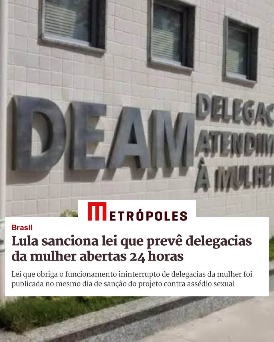 jandira_feghali's tweet photo. Que notícia boa para abrir o dia! Agora, Delegacias da Mulher terão atendimento 24 horas. Lula sancionou duas leis, duas lutas do Parlamento brasileiro: a que obriga o funcionamento ininterrupto das delegacias e que cria programa de combate ao assédio sexual. Temos agora um Estado que não é omisso com a violência doméstica e familiar, crimes contra a dignidade sexual e feminicídios! A luta não para!