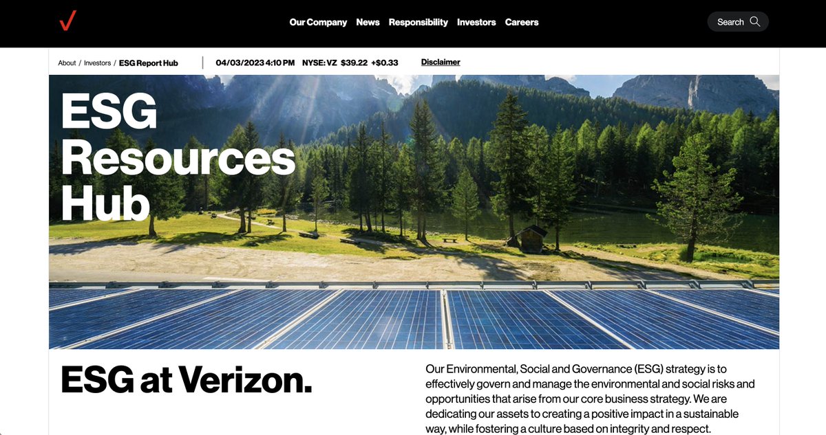 BowenCraggs's tweet photo. The ‘ESG Resources Hub’ on @Verizon's corporate #website is a best-practice resource for those seeking non-financial data and information: https://t.co/1X1SjHVoJc https://t.co/8T3PCRy8xo
