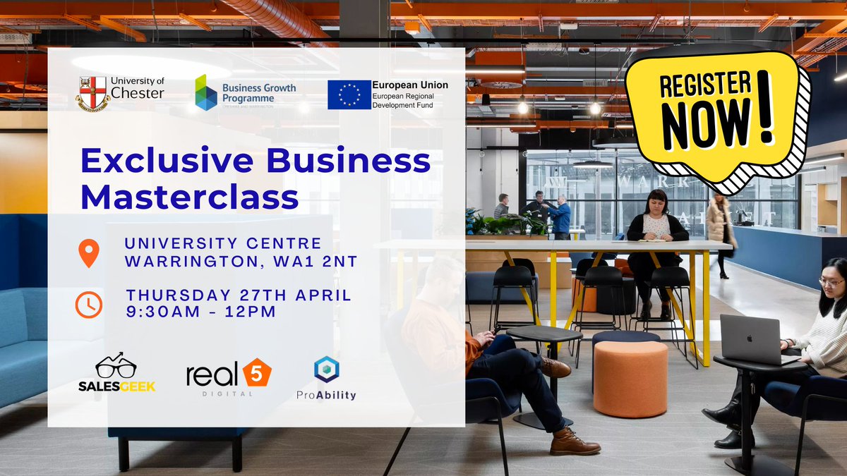 Register &amp; Unleash the Business Rockstar in You! 🤩

Think rockstar #socialmedia strategies, effective techniques for #sales and becoming more #resilient in business – it's going to be an enriching experience. In collaboration with <a href="/uochester/">University of Chester</a>

eventbrite.co.uk/e/business-mas…