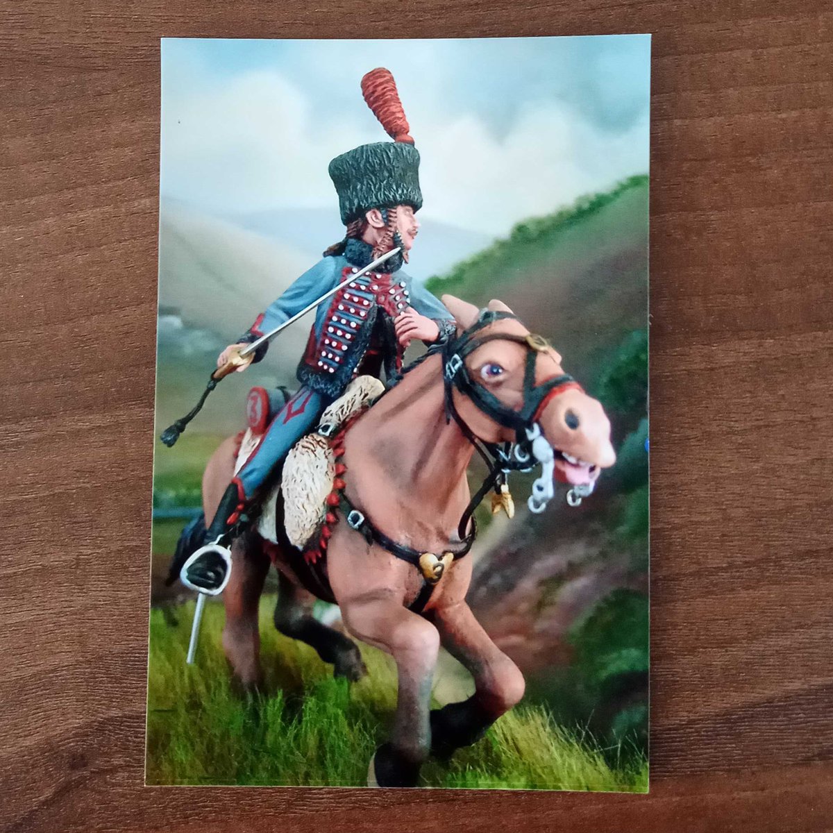 Remember last month we were sent some photos in the post of a French 3rd Hussars figure by Graham Sutch?

Well, here is the finished article - including the commercial horse which Graham converted using Green Stuff and Geomfix Original #military #scalemodel