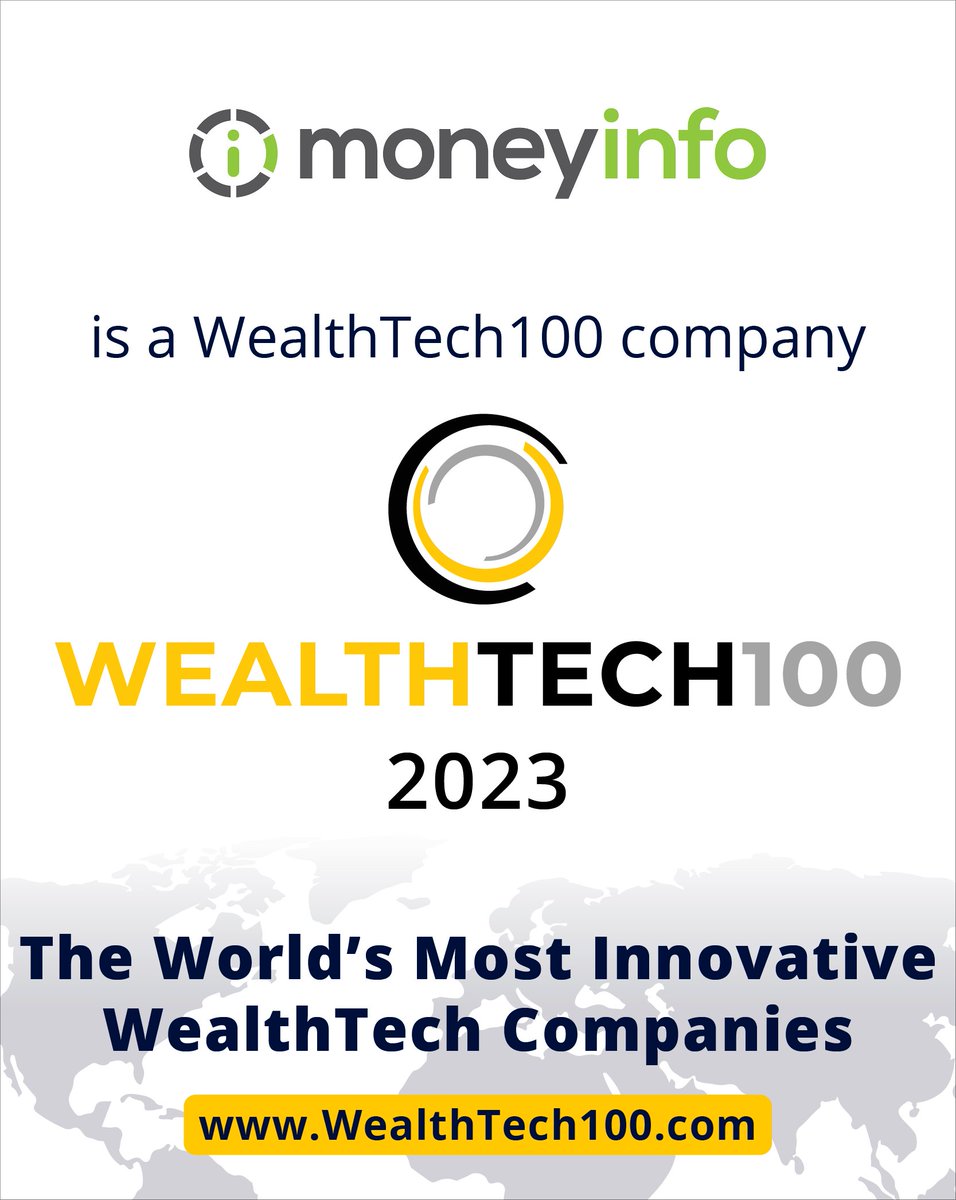 moneyinfotech's tweet image. We are delighted to announce that @moneyinfotech has been selected for inclusion in this year&apos;s #WealthTech100, the directory which identifies the technology companies that are transforming the wealth/asset management and banking industries. More here: WealthTech100.com