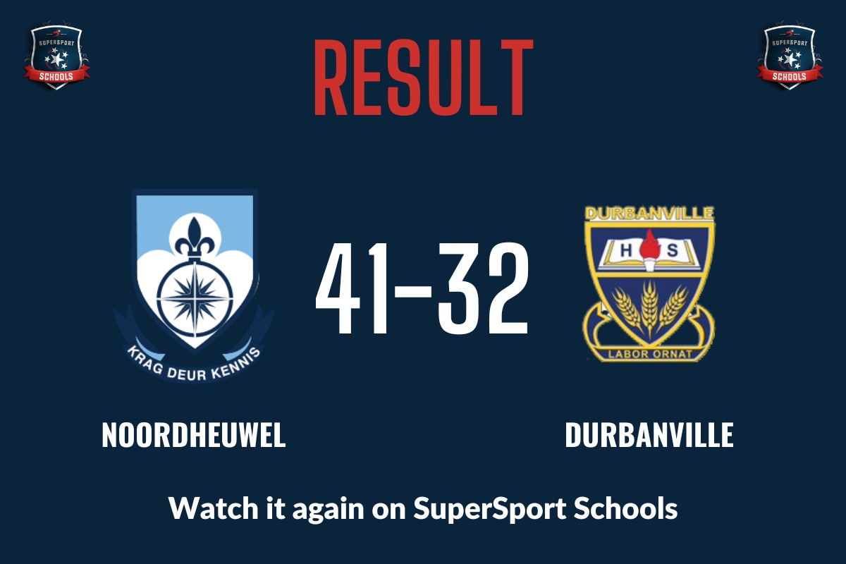 𝗥𝗘𝗦𝗨𝗟𝗧 - 𝗡𝗢𝗢𝗥𝗗𝗛𝗘𝗨𝗪𝗘𝗟 𝟰𝟭 𝗗𝗨𝗥𝗕𝗔𝗡𝗩𝗜𝗟𝗟𝗘 𝟯𝟮

Watch the match again on SuperSport Schools -  bit.ly/NoriesDurbies2…

#NoordSuid2023 #SchoolsRugby #TimeToShine #SuperSportSchools