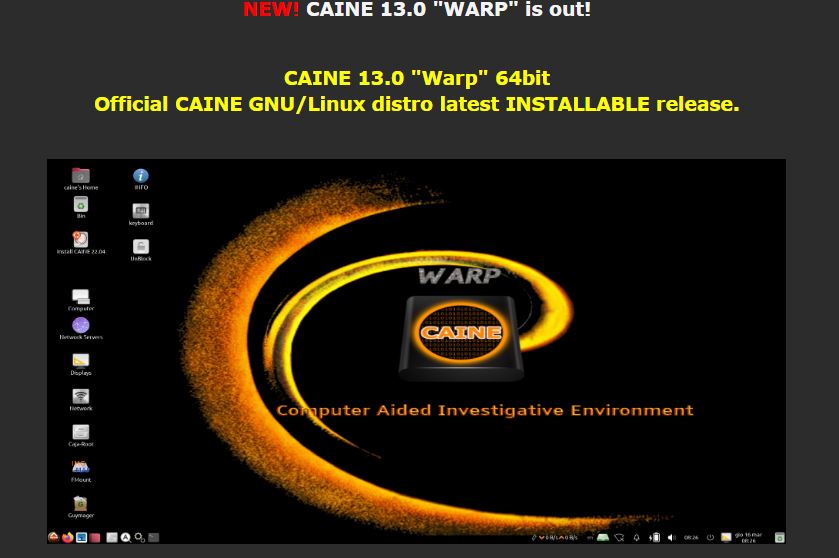 pablocroci's tweet image. Distro  Linux tradicional de #DFIR , #Caine Warp nueva versión 13. Habrá que testearla caine-live.net . #LinuxForensic #DigitalForensic #OpenSource