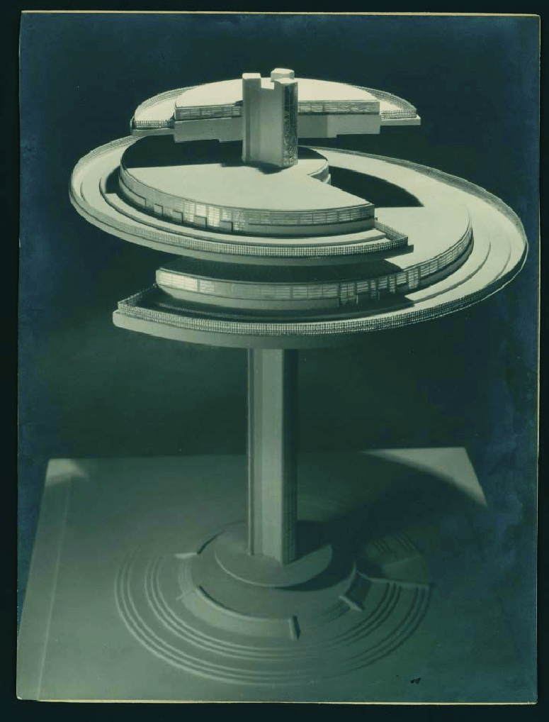 And, when pondering restaurants and the amusement industry, Bel Geddes proposed a revolving restaura