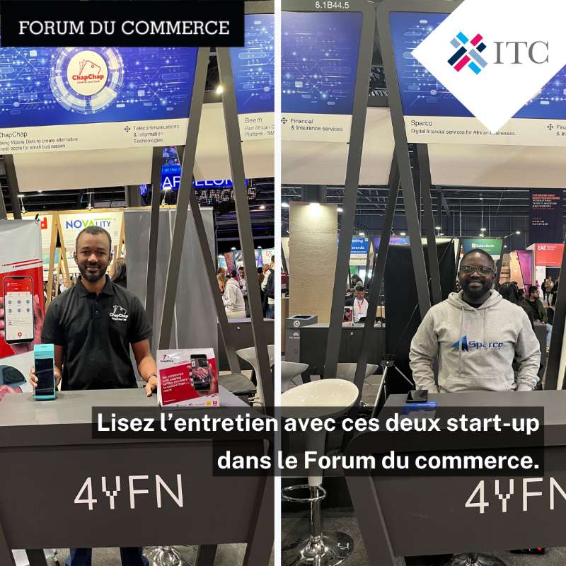 ITCnews's tweet photo. .@SparcoInc_ et @ChapchapAfrica, sont deux start-up technologiques que l'ITC a amenées au World Mobile Congress de Barcelone. #MWC23

Elles ont dépassé la concurrence grâce à leurs solutions bancaires innovantes par téléphone mobile.

#TradeForum s'est entretenu avec elles.