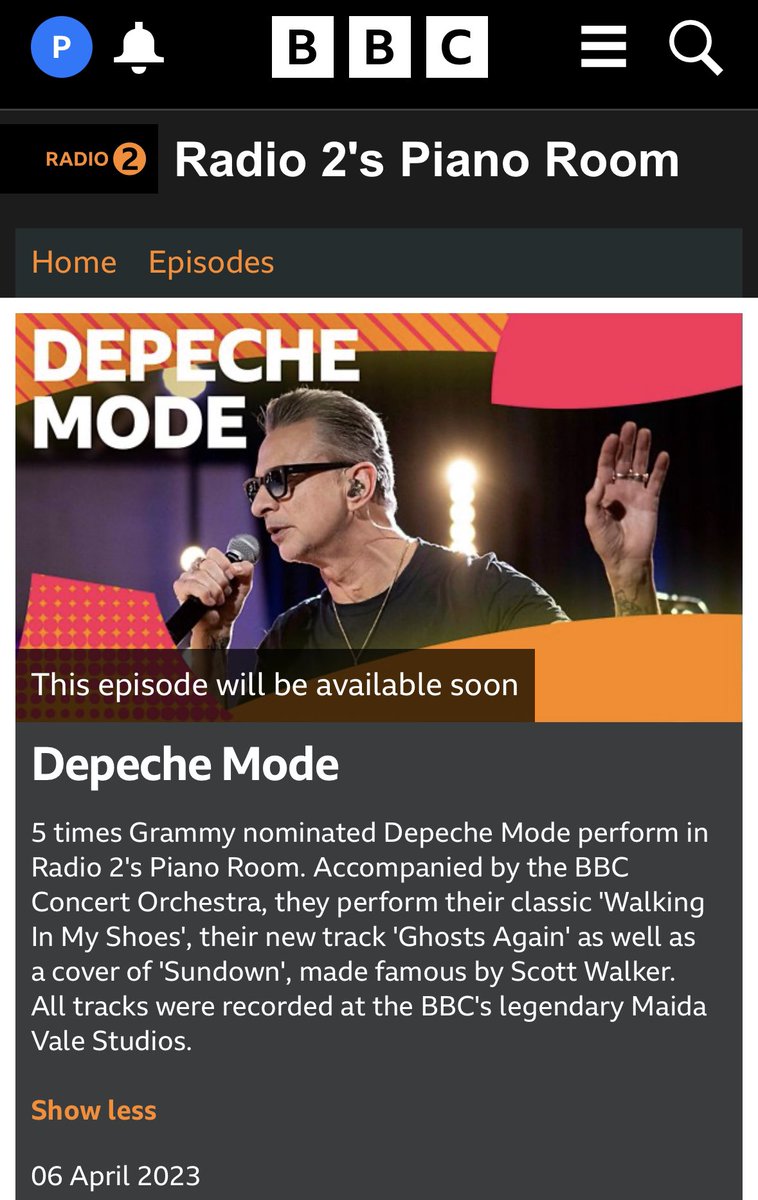 bbc.co.uk/programmes/p0f… @depechemode #DepecheMode #pianoroom @BBCCO @BBCSounds 6 April 2023. Recorded 16 Feb 2023.