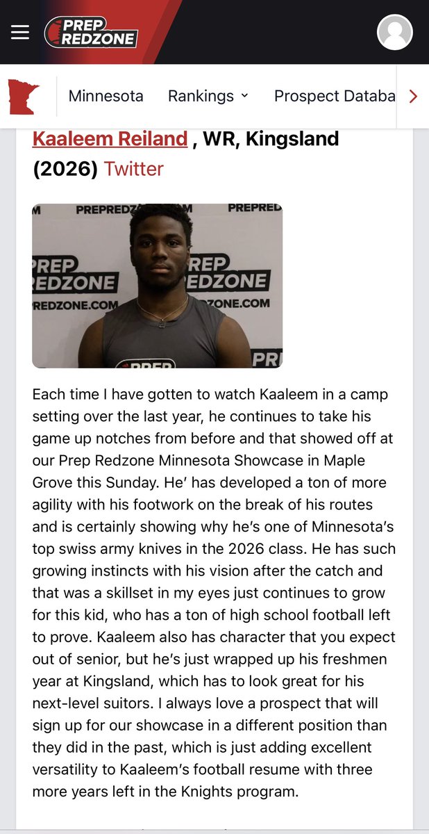 KaaleemReiland1's tweet photo. thank you @NWahlScouting for the write up I appreciate it sm and thank you @PrepRedzone @PrepRedzoneMN for the amazing camp! 🖤 https://t.co/okys6uY9J4
