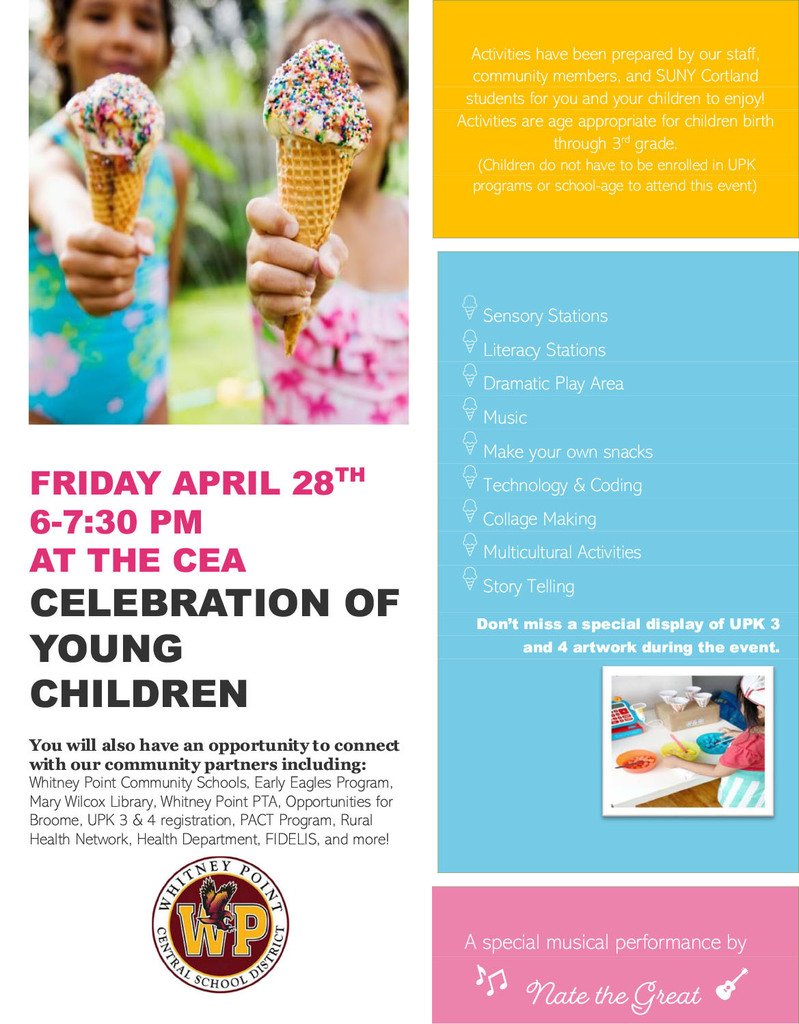 WhitneyPointCSD's tweet photo. Check out this fun, educational event coming up at the CEA on April 28th. See flyer for details. https://t.co/dxqxnrZ44D