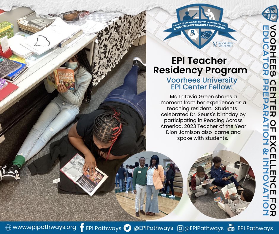 Ms. Latayvia Green shares a moment from her experience as a teaching resident. Students celebrated Dr. Seuss’s birthday by participating in Read Across America! 📚🇺🇸

Learn more about our program online at: epipathways.org! ⌨️