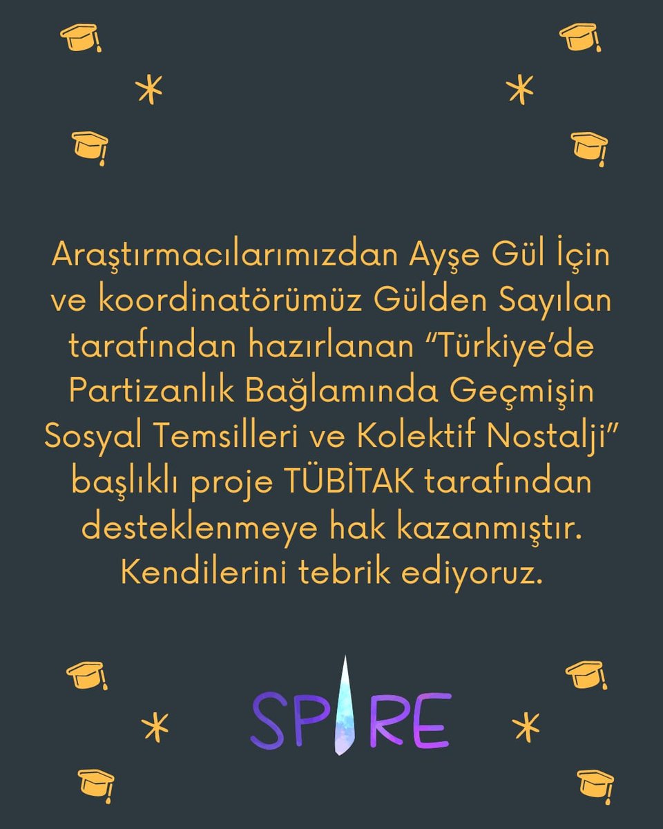 aybuspirelab's tweet photo. Herkese merhabalar 🍀
Araştırmacılarımızdan Ayşe Gül İçin ve koordinatörümüz Gülden Sayılan tarafından hazırlanan "Türkiye'de Partizanlık Bağlamında Geçmişin Sosyal Temsilleri ve Kolektif Nostalji" başlıklı proje TÜBİTAK tarafından desteklenmeye hak kazanmıştır. https://t.co/eO4HYV4sKB