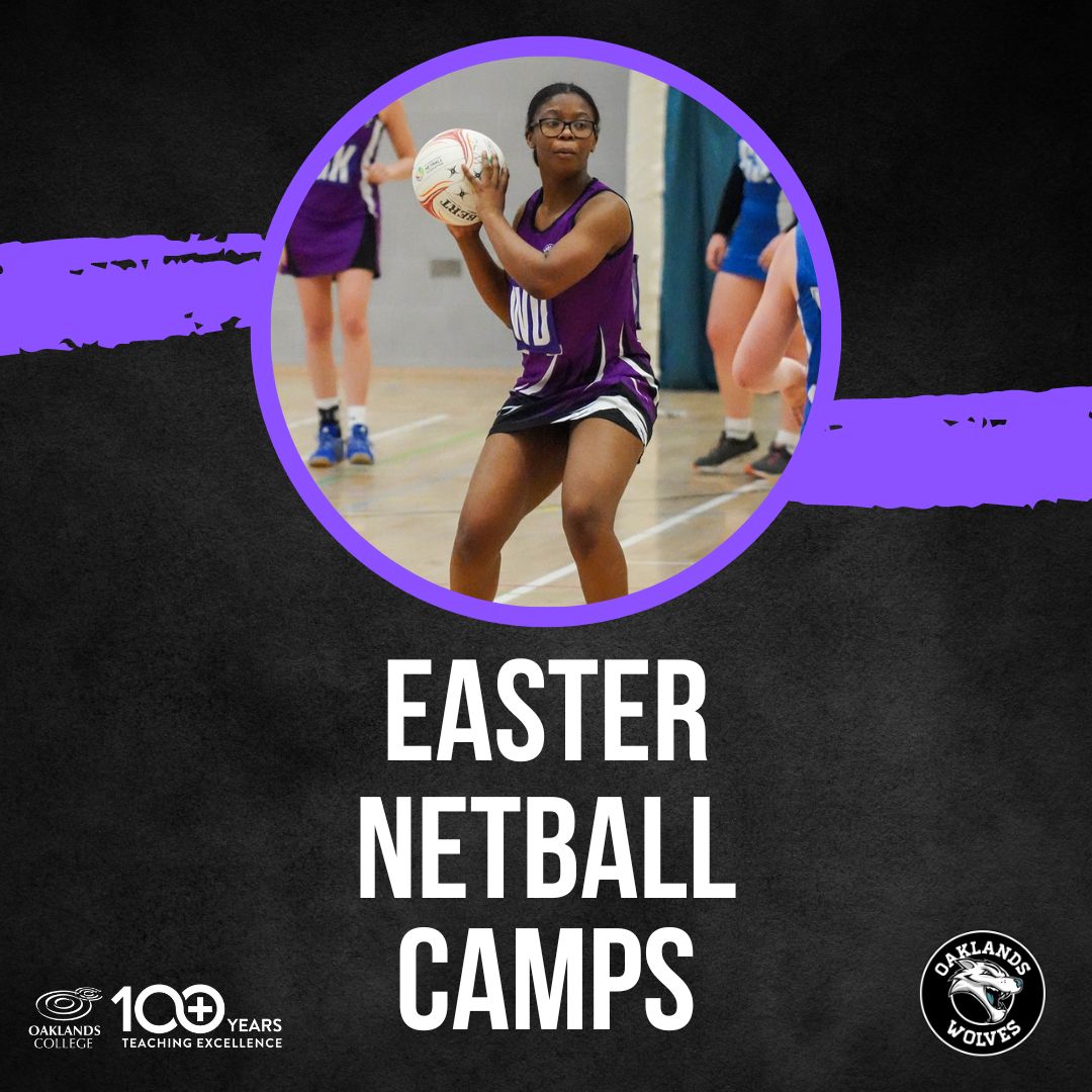 Come and improve your Netball skills with Oaklands Wolves!

🏫School years 6 &amp; 7
💵£35
📅Tuesday 11th April
🕙10am-3pm

🏫School years 8 &amp; 9
💵£35
📅Wednesday 12th April
🕙10am-3pm

📍 Oaklands College, Smallford, Hatfield Rd, St Albans, AL4 0JA

Book now! bit.ly/3JrIT7k