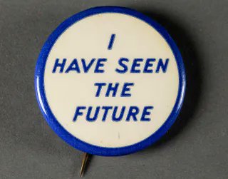Visitors to Futurama in 1939 were given this badge. And it's correct. Norman Bel Geddes knew before 