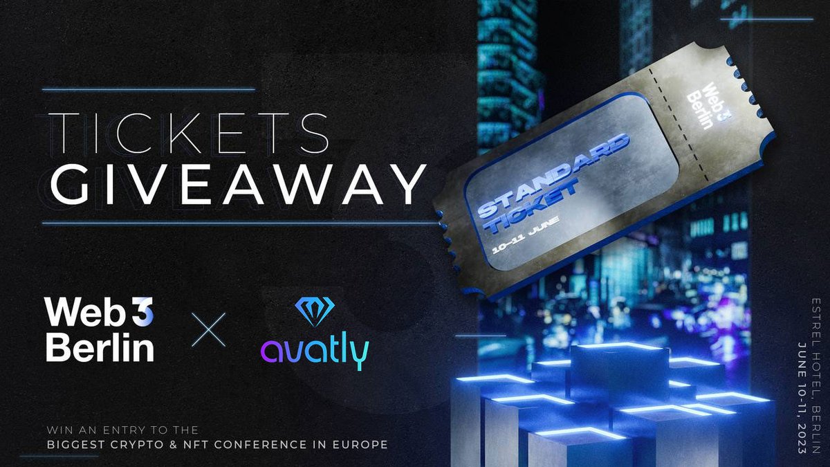 Avatly π (@avatly_com) on Twitter photo Exciting news!
Avatly has 20 tickets to giveaway for the biggest crypto and Web3 conference in Europe in 2023!
Rules:
Follow <a href="/Avatly_com/">Avatly π</a> and @berlinweb3com,
like + RT + comment/tag your friends who are interested in crypto and Web3 for a chance to win!
#crypto #Web3 Exciting news!
Avatly has 20 tickets to giveaway for the biggest crypto and Web3 conference in Europe in 2023!
Rules:
Follow <a href="/Avatly_com/">Avatly π</a> and @berlinweb3com,
like + RT + comment/tag your friends who are interested in crypto and Web3 for a chance to win!
#crypto #Web3