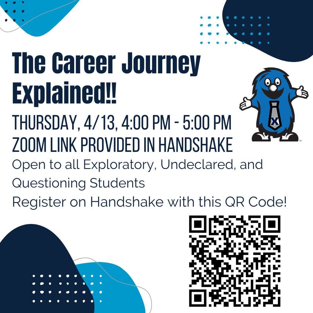 Join us next Thursday, 4/13, for a virtual workshop for all Exploratory students! Register on Handshake at the link below!

app.joinhandshake.com/edu/events/128…
