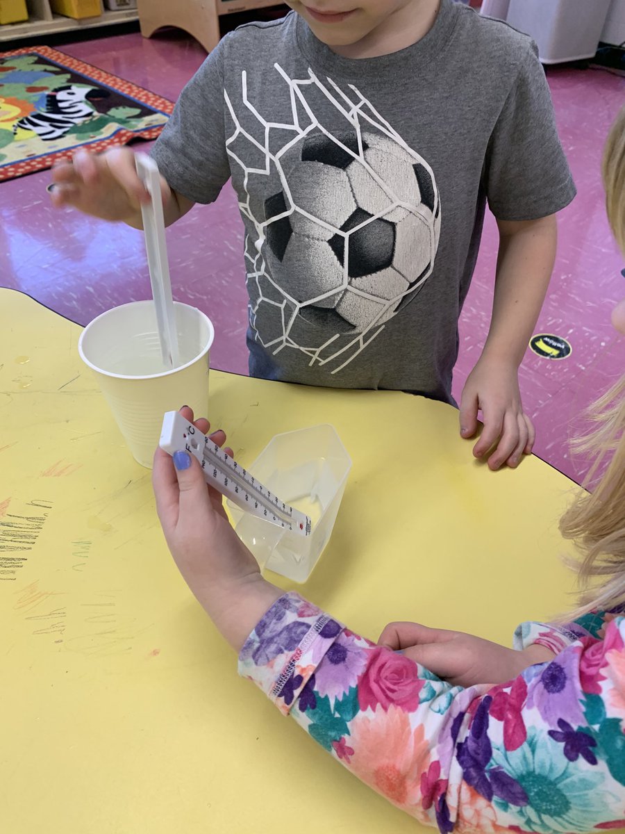TeachJenFischer's tweet photo. Investigating temperature and learning to use thermometers #FTSFireballs https://t.co/Oovupd3x4Y