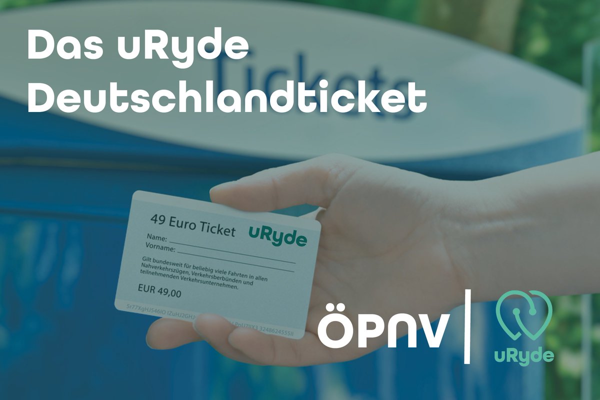Mit dem uRyde Deutschlandticket kostenfrei mitfahren!🔝
Ab sofort ist das #Deutschlandticket direkt über die uRyde App buchbar. Neben kostenlosem #ÖPNV kann mit dem uRyde #Deutschlandticket auch kostenlos mitgefahren werden.