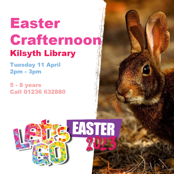 LibrariesNL's tweet photo. Get crafty at our Easter Crafternoon in #KilsythLib on Tuesday 11 April, 2pm. A great #LetsGoEaster event for 5 - 8 year olds. Call the library on 01236 632880 to book a place.
Want more activities? Visit: https://t.co/AsBaMiTQ24 https://t.co/qQBrzEE5Ye