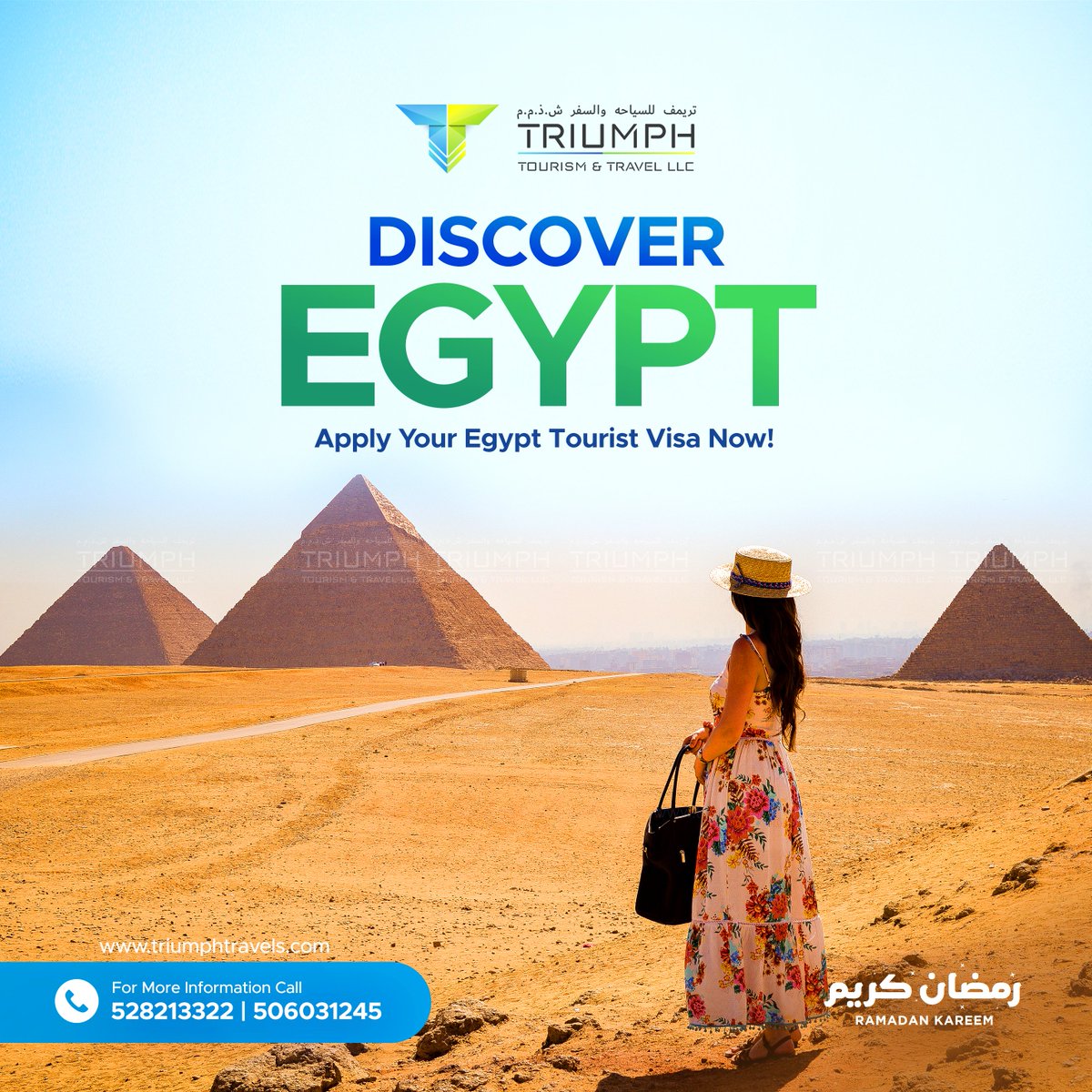 Discover EGYPT!!!
Apply Your Egypt Tourist Visa Now!

Make this summer special with a trip to Egypt! With Triumph Tours and Travels, you can easily apply for your Egypt Tourist Visa and explore the land of ancient wonders. 

#triumphtravels #Egypt #egyptvisa #dubaitoegypt