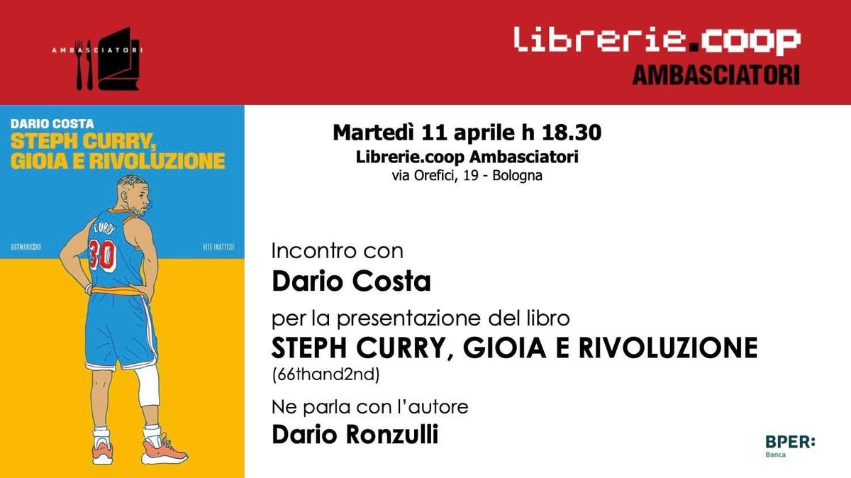 Dario Costa (@myfrienddario78) on Twitter photo Amiche e amici di Bologna, altresรฌ conosciuta come Basket City, io comincio a ricordarvelo: martedรฌ prossimo ci si vede alle <a href="/librerieCoop/">Librerie.coop</a> Ambasciatori in compagnia di un certo <a href="/DaRonz82/">Dario Ronzulli</a> per presentare 'Steph Curry, gioia e rivoluzione' uscito lo scorso 10 marzo per <a href="/66thand2nd/">66thand2nd</a>. Amiche e amici di Bologna, altresรฌ conosciuta come Basket City, io comincio a ricordarvelo: martedรฌ prossimo ci si vede alle <a href="/librerieCoop/">Librerie.coop</a> Ambasciatori in compagnia di un certo <a href="/DaRonz82/">Dario Ronzulli</a> per presentare 'Steph Curry, gioia e rivoluzione' uscito lo scorso 10 marzo per <a href="/66thand2nd/">66thand2nd</a>.