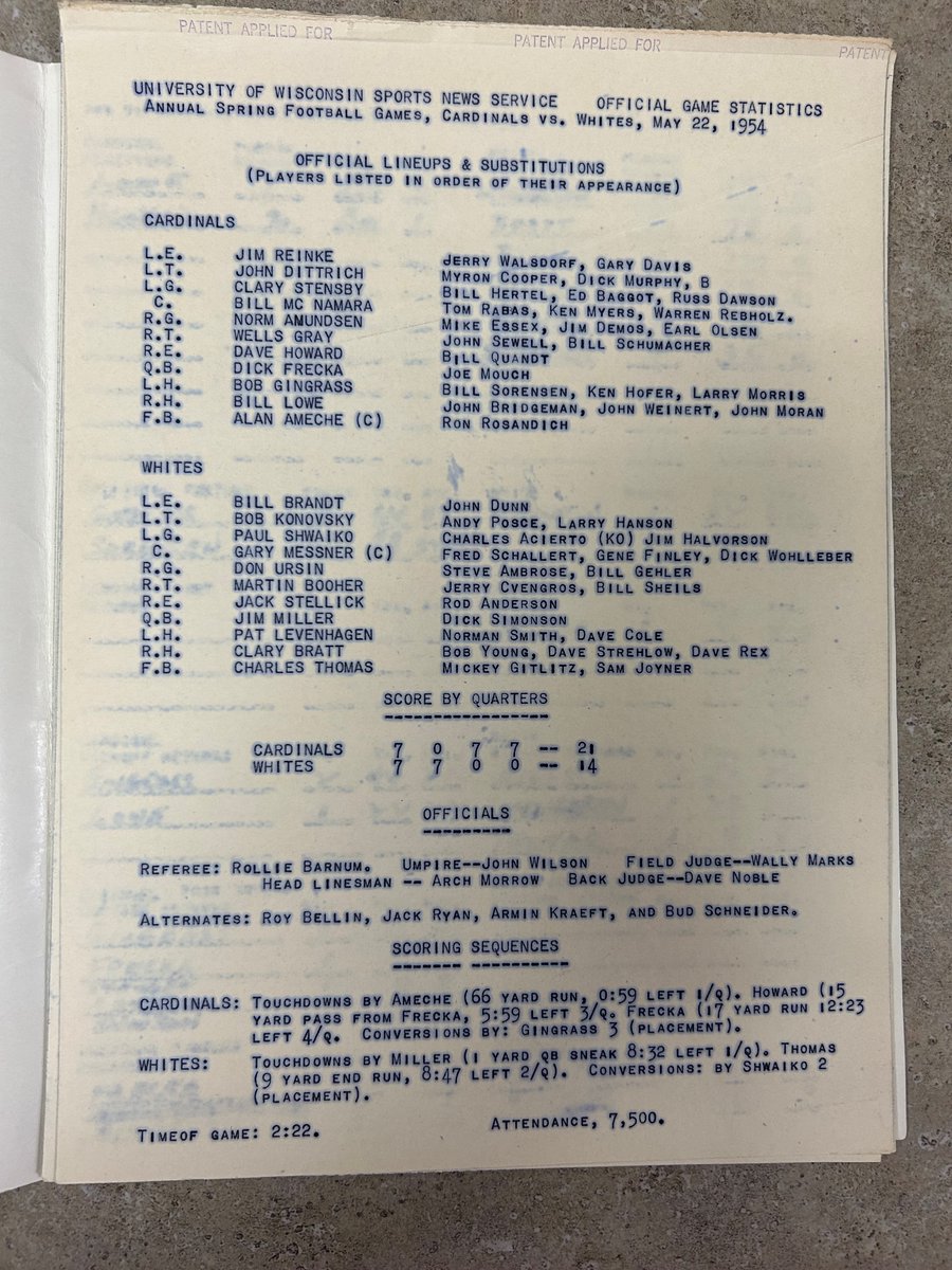 BadgersHistory's tweet photo. The @BadgerFootball spring game in 1954 gave way to a bittersweet season. Fullback Alan Ameche became the first Heisman Trophy winner in program history, but consecutive road losses to Ohio State and Iowa left UW (7-2 overall) in second place despite its final No. 9 ranking. https://t.co/7fEUhYDFEr