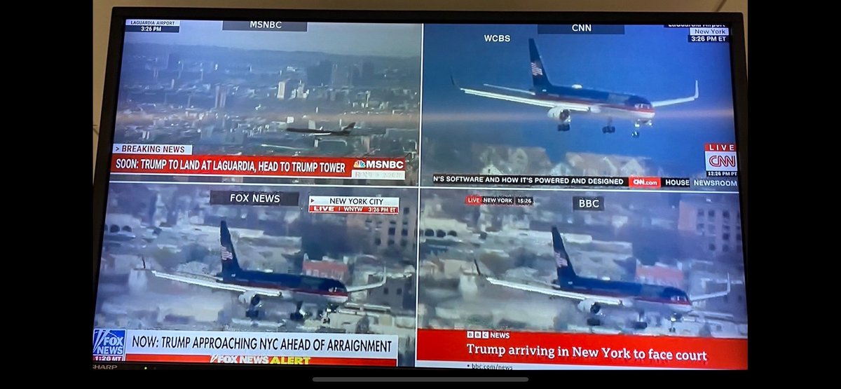 This was sent to me from inside the Trump plane yesterday - good to see team Trump watches ⁦<a href="/BBCWorld/">BBC News (World)</a>⁩