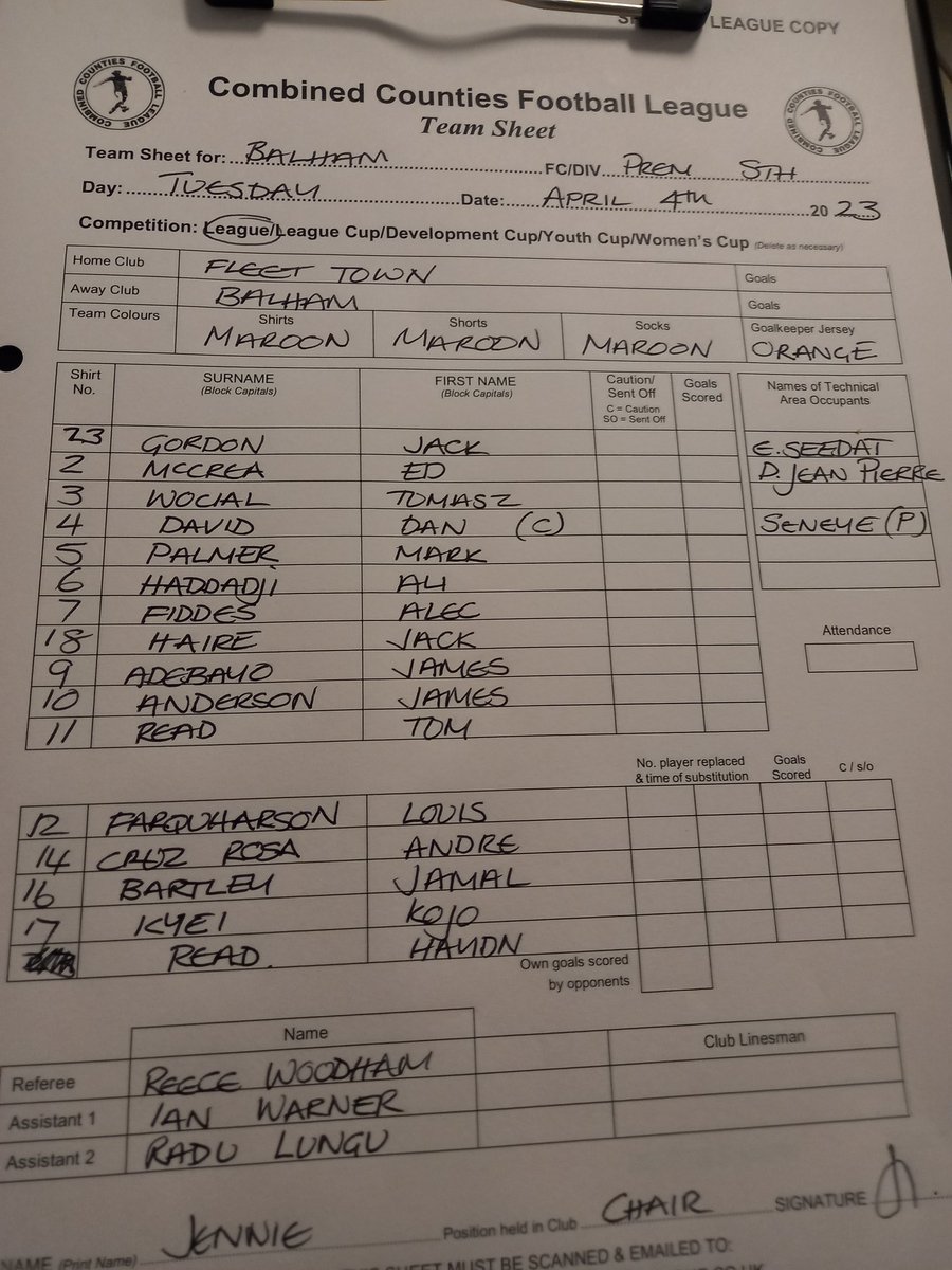 BalhamFC's tweet photo. @FCFleetTown v #Balhamfc
Tonight's team sheet 7.45 KO https://t.co/D09FlIkB5w