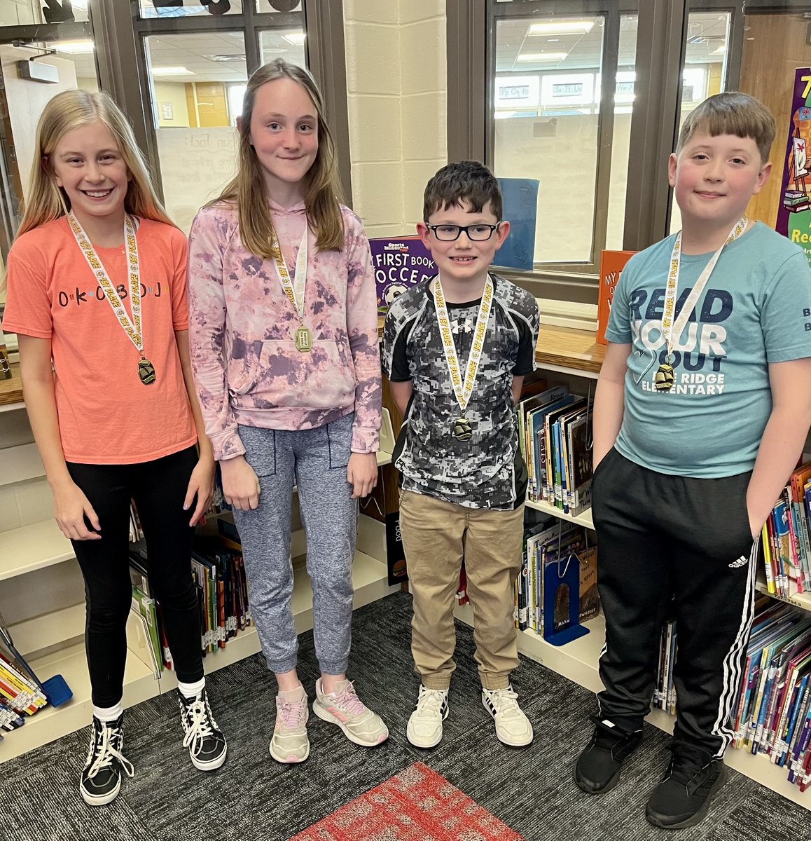ElkhornPS_FR's tweet photo. Congratulations to our gold and silver Battle of the Books medal winners!! Back to back years!! Special shout out to Mrs. Kennedy and Miss Rosener for sharing your time to help prepare these students for competition! #EPSAchieves #FireRidgeFalcons https://t.co/eHjrjkVMSz
