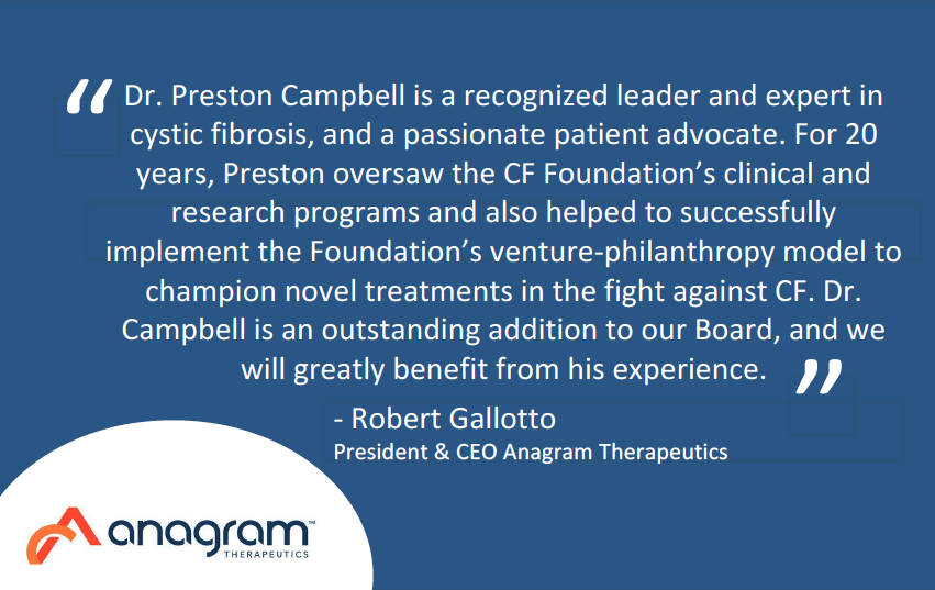 anagramtx's tweet photo. Anagram welcomes Dr. Preston Campbell to our Board of Directors! https://t.co/5Oqosu3LlM