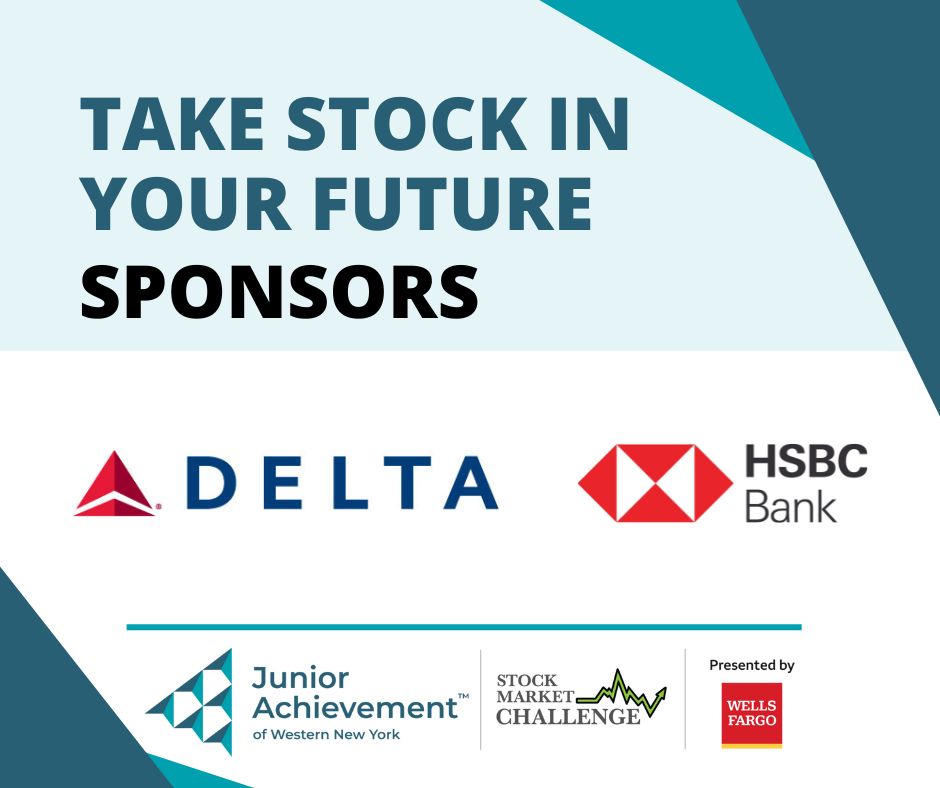 JAofWNY's tweet photo. Thank you to @Delta and @HSBC_US for investing in WNY students. Together they represent the Take Stock In Your Future sponsors &amp; help provide a platform for students to discover the benefits, challenges, risks, &amp; rewards of trading and asset management. #JAWNYStockMarketChallenge https://t.co/PzrlqpCg5Y