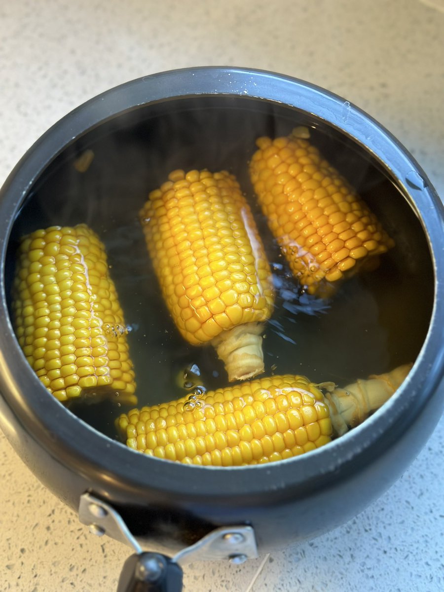 zanzaneet's tweet photo. Boiling #sweetcorn in my trusty heirloom pressure cooker. I have pressure cookers of all sorts but I still fallback to the old fashioned whistle blowing ones. Four whistles & you have perfectly cooked sweetcorn to quell snacking hunger pangs. #pressurecooking #indiancook #india https://t.co/JRHNKh5dnM