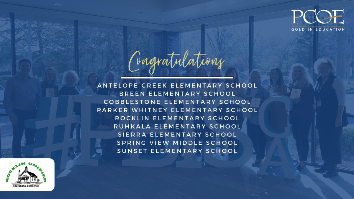 A big round of applause for our friends at these @RocklinUnified school sites for earning Recognition awards from @PBIS_CA during the 2021-2022 school year! #PlacerPBIS #PBISCA