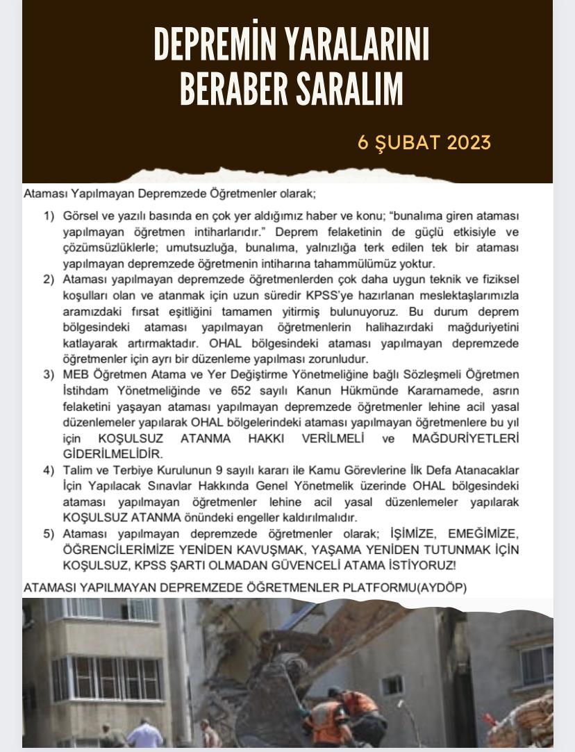 gokhan319424's tweet photo. Her ile üniversite kurup eğitim fakültelerni biz açmadık.Her fakülteye öğretmenlik bölümlerinin 2. öğretimi ve açıköğretimini biz açmadık. Açtığınız yol buydu hepsinden geçtik.6 Şubat'ta KPSS'den zor bir sınav verdik.İspatlayacak ne kaldı? @tcmeb #DepremzedeÖğretmeneŞartsızKadro https://t.co/u2vj7MkUO4