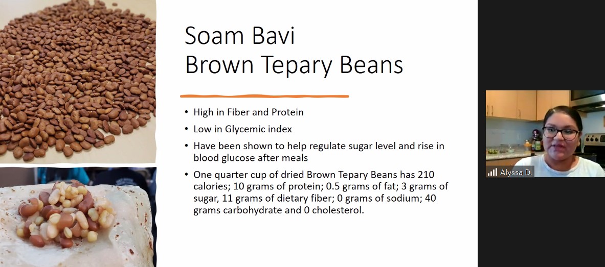 SNAP_Ed_Eval's tweet photo. #AZHealthZoneConference2023 Chef Alyssa Dixon talking about Tohono O'odham/O'otham food and memory; brown tepary beans, wheatberries, corn and homemade tortilla at bottom left. https://t.co/nu7rTRAygd