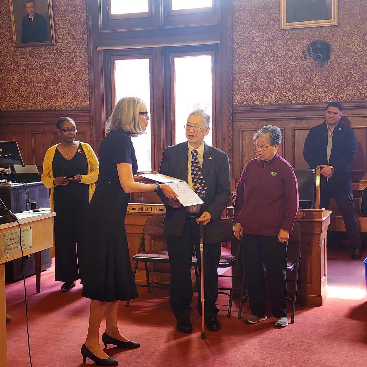 It was an honor to join <a href="/WhipKClark/">Katherine Clark</a> @MayorSiddiqui <a href="/Ammallon/">Alanna Mallon</a> <a href="/E_DeniseSimmons/">Mayor E. Denise Simmons</a> <a href="/PattyNolan1/">Patricia Nolan</a> <a href="/CambMaVet/">Veterans' Services</a> to honor Korean War veteran and life long <a href="/CambMA/">City of Cambridge</a> resident, Wing Wong.