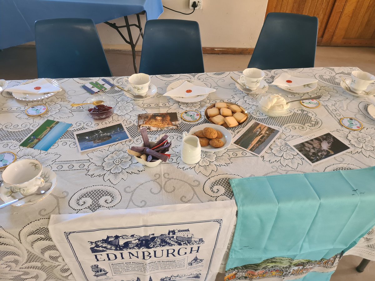 2023Topaz's tweet photo. With only 2 days left until we fly back to blighty we hosted a very british tea party for our hosts as a thank you for looking after us and making us very welcome - we sang plenty of songs, performed gay gordons, shown a custom from our homes and yes we had homemade cream teas https://t.co/y23wkEhEWG