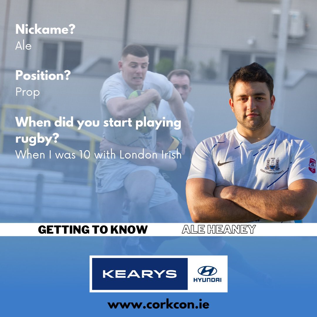 CorkConRugbyFC's tweet image. 𝐆𝐄𝐓𝐓𝐈𝐍𝐆 𝐓𝐎 𝐊𝐍𝐎𝐖... 𝐀𝐋𝐄 𝐇𝐄𝐀𝐍𝐄𝐘 👋🏻
This week we get to learn more about Ale Heaney! 
See below ⬇️ to learn more about our player.  
#GettingToKnow #CorkCon #PositiveEnergy #IrishRugby #Rugby
